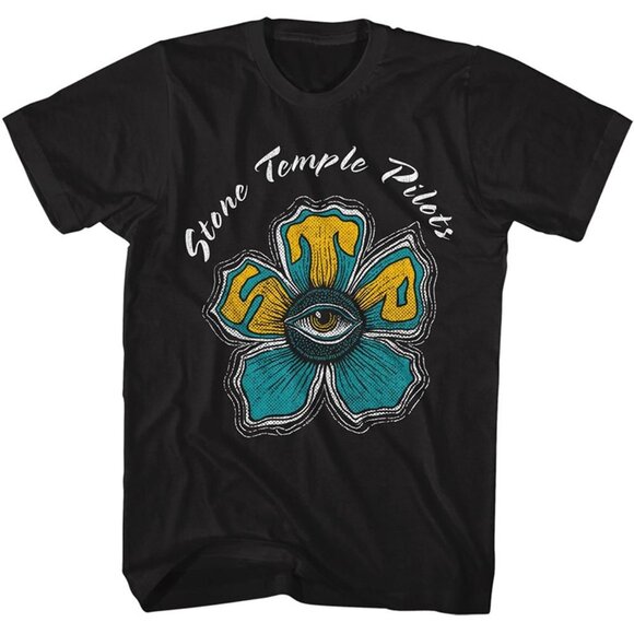 Stone Temple Pilots STP Eye Flower Black T-Shirt - UNISEX Medium - Picture 1 of 9